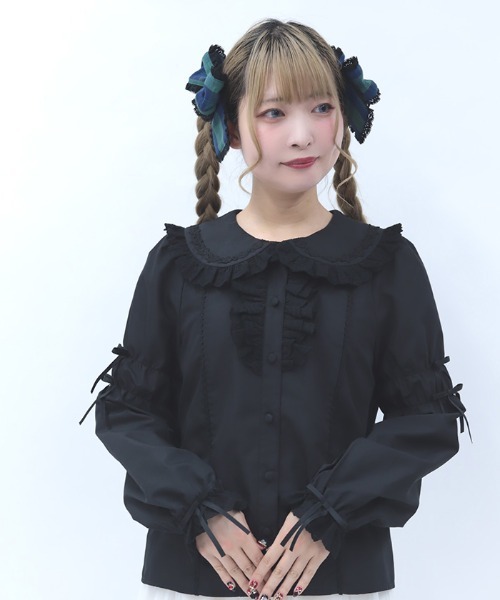 Chalmiere（シャルミエール） ブラウス シャツ コットンレース丸襟