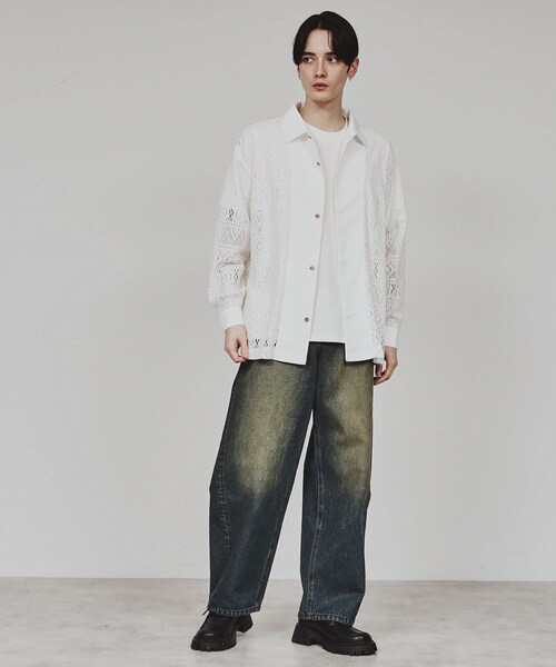 tk.TAKEO KIKUCHI（ティーケータケオキクチ） シャツ 長袖レースシャツ