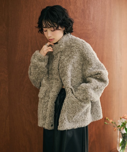 コート アウター wool boa double pocket coat /ウールボアダブル