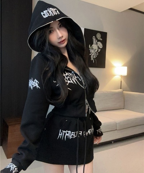 ViViDAY セットアップ 「上下2点セット」プリントスウェットパーカー