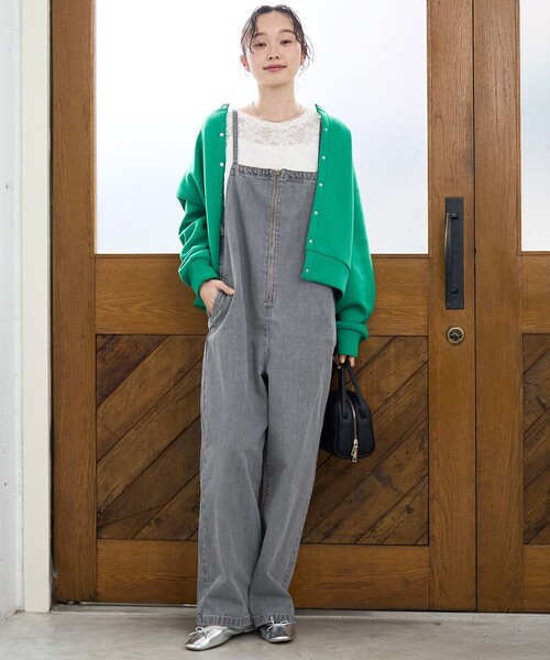 coen（コーエン） サロペット オーバーオール フロントジップデザイン