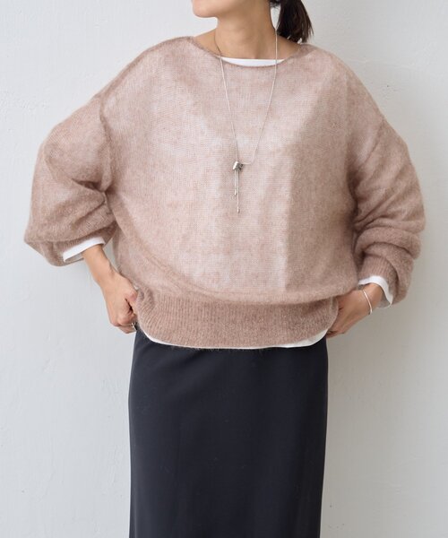 BEARDSLEY（ビアズリー） ニット セーター シアーモヘア袖パフプル