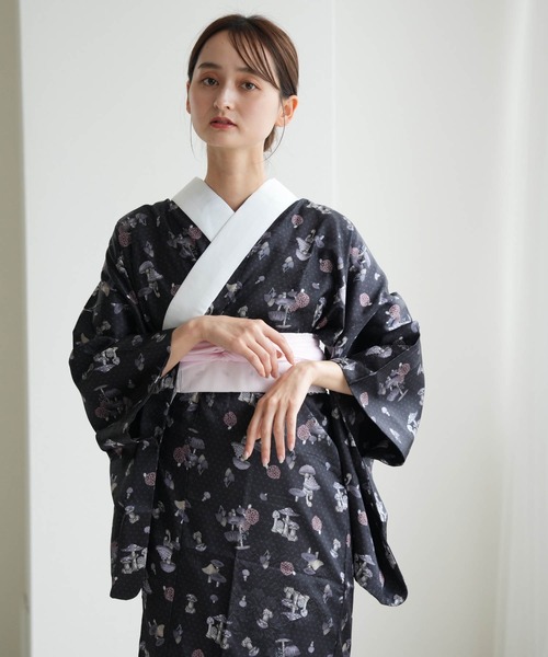 utatane 長襦袢 ニコアンティーク マッシュルーム ブラック レディース