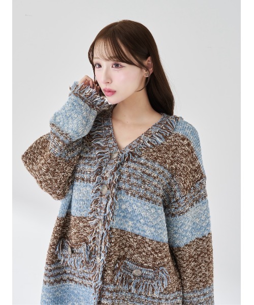 Darich（ダーリッチ） カーディガン ツイードボーダーニット