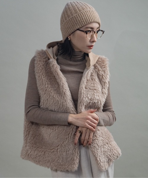 ベスト ジレ ニットフード ファーベスト レディース : ZOZOTOWN Yahoo