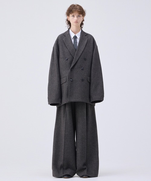 soerte ジャケット テーラードジャケット Oversized double-breasted