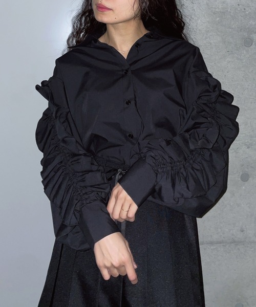 AS KNOW AS（アズノゥアズ） ブラウス シャツ 袖フリルデザインシャツ