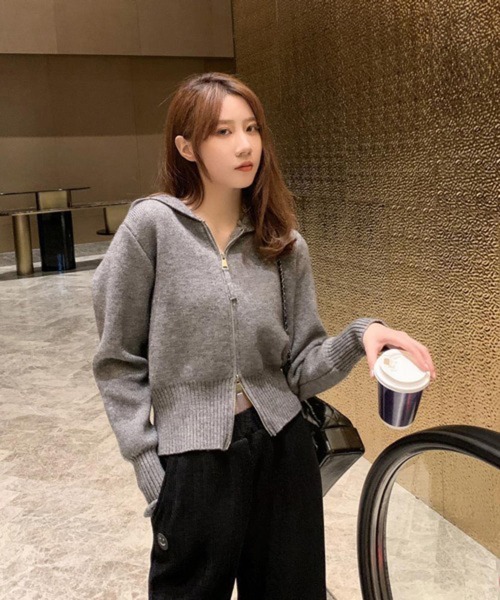 HALEY PESCA パーカー HALEY PESCA/ダブルジップ ショート丈 ニット