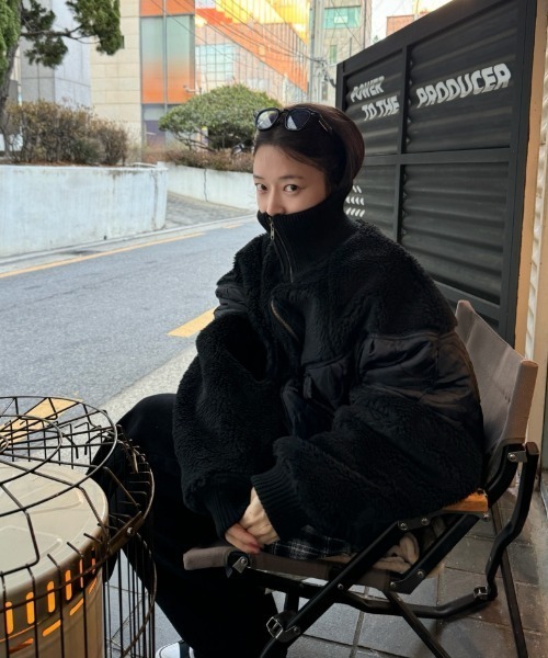 FAVORITO ブルゾン アウター 中綿異素材切り替えブルゾン レディース