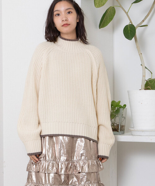 POU DOU DOU（プードゥドゥ） ニット セーター あぜ編み配色ニット