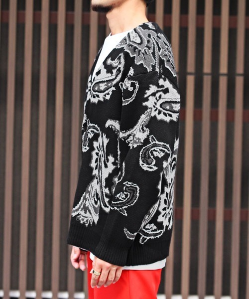 LUXSTYLE（ラグスタイル） カーディガン ペイズリー柄オーバーサイズ