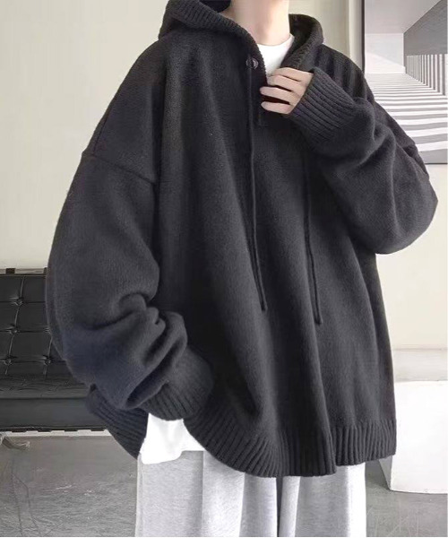 パーカー 「FVLMEN」neck button knit pullover parka/ネック ボタン