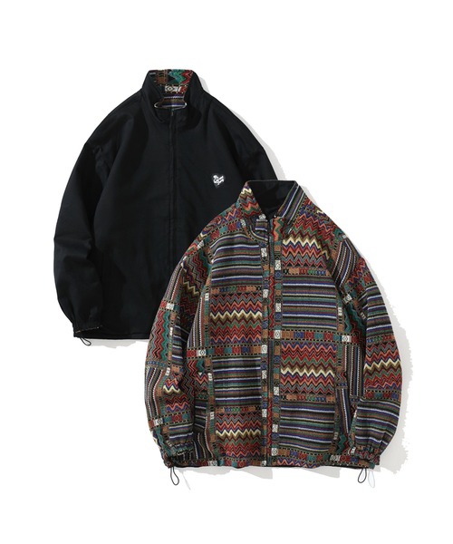 ブルゾン アウター HOOK- パッチワーク柄幾何学模様 ゴブラン