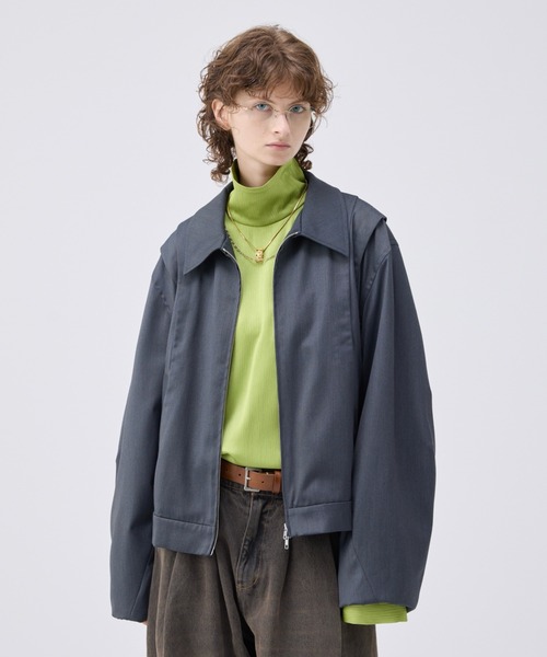 soerte ブルゾン アウター Loose curve tuck short blouson/ルーズ