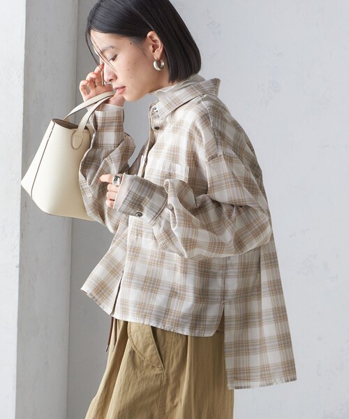 SHIPS（シップス） ブラウス シャツ 「手洗い可能」シアー チェック