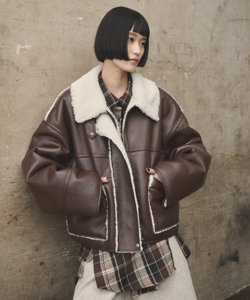 AIC. ムートンコート ボアコート 2wayフェイクレザームートン