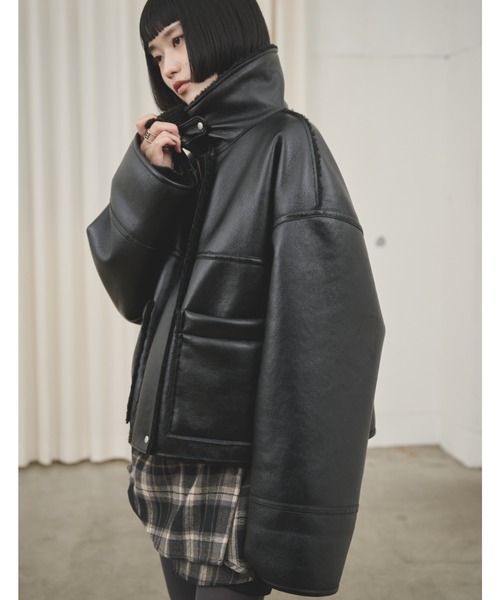 AIC. ムートンコート ボアコート 2wayフェイクレザームートン