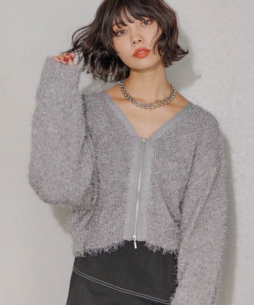 PAGEBOY（ページボーイ） カーディガン ラメファインフェザーZIP