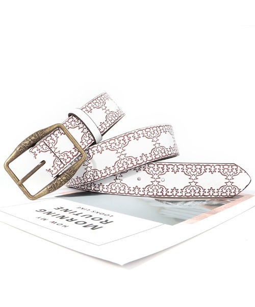 ベルト トレンドレトロエンボス加工レザーベルト レディース メンズ