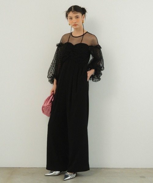 ANDRESD パンツドレス フロッキードットパンツドレス / flocky dot