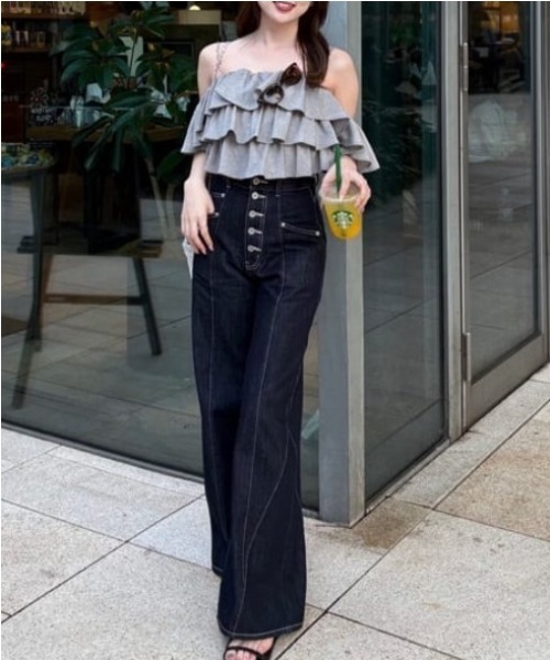 rienda（リエンダ） ジーンズ デニム デニムパンツ フロントボタン