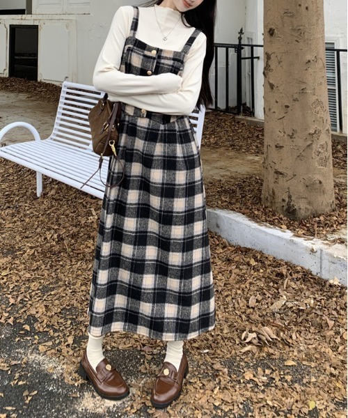 gossip!ロサンゼルス ワンピース Y2K チェック柄スイッチングロング