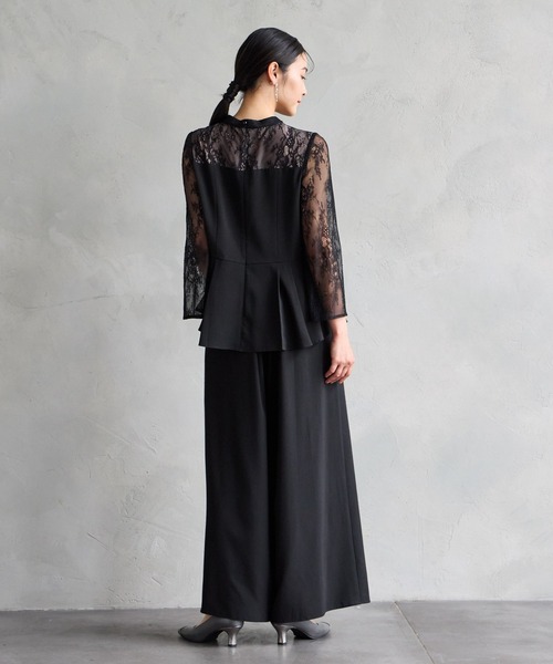 AIMER（エメ） パンツドレス レーススリーブペプラムブラウス×ワイド