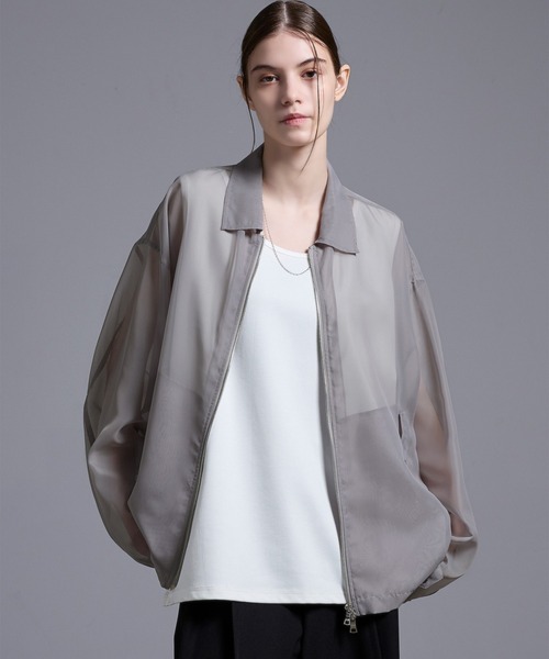 Loose（ルース） ブルゾン アウター ダブルジップ シアーシャツ