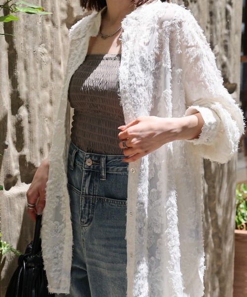 sakishimatokyo ブラウス シャツ ジャガードフラワーブラウス / シアー