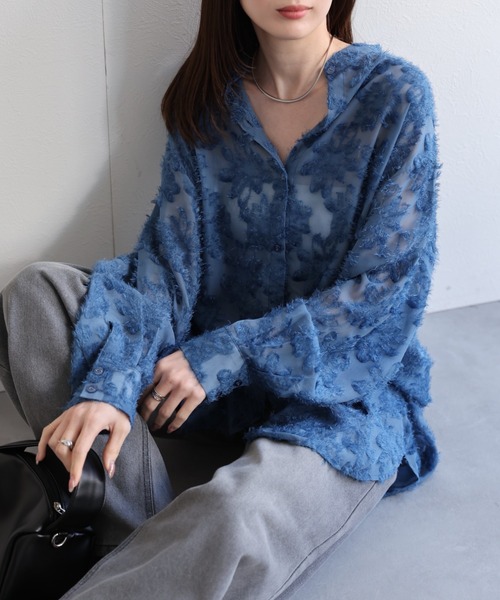 sakishimatokyo ブラウス シャツ ジャガードフラワーブラウス / シアー