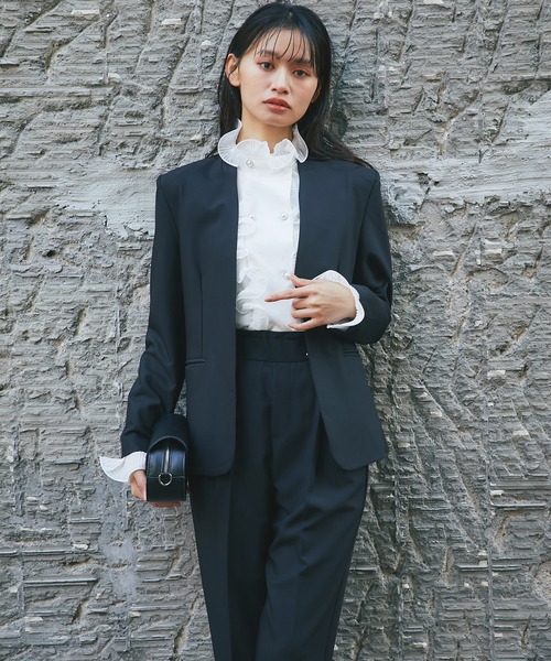 セットアップ 「自宅で洗える」 ノーカラージャケット＆テーパード