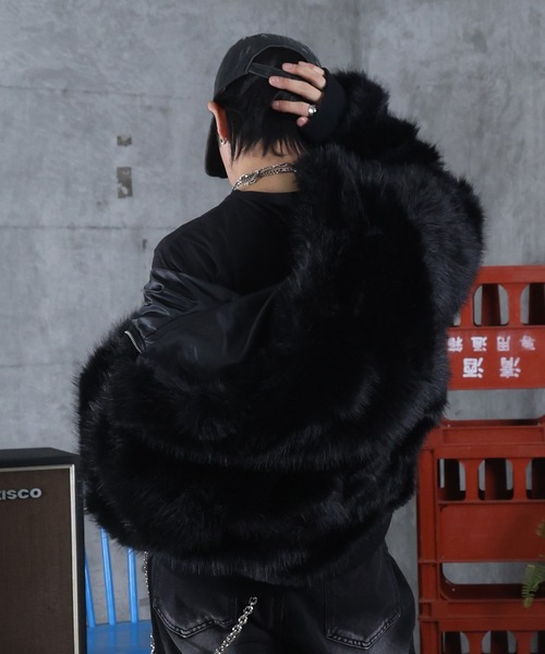 MAROCORE ブルゾン アウター AW クロスモチーフ ストレートファー