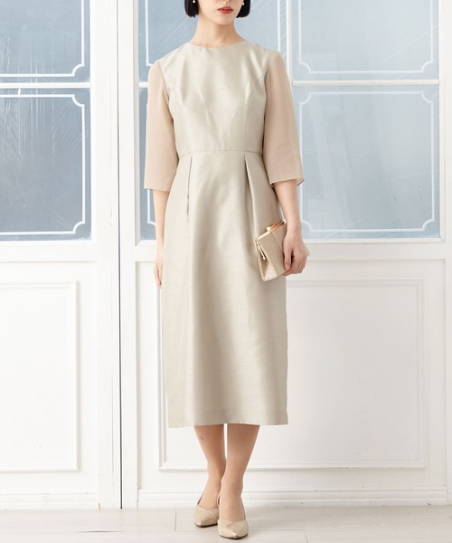 AIMER（エメ） ドレス 袖シフォンシャンタンタイトラインドレス 結婚式