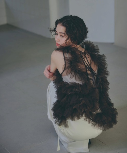 NOTRE emor（ノートルエモア） ブラウス シャツ asymmetry tulle tops