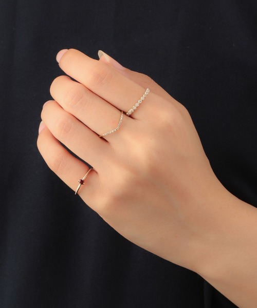 agete（アガット） 指輪 リング K10マザーリング（ガーネット