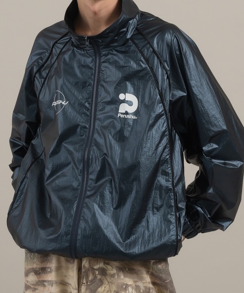 Perushu ブルゾン アウター スタンドネックサイド切り替えブルゾン