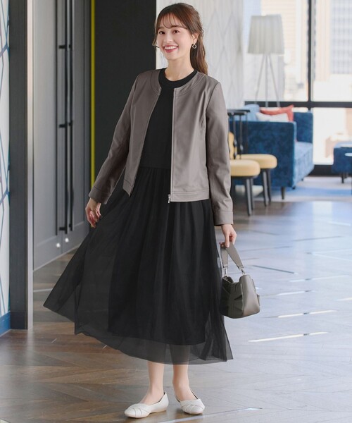 Tiaclasse ジャケット ノーカラージャケット 「本革」ノーカラーシープ