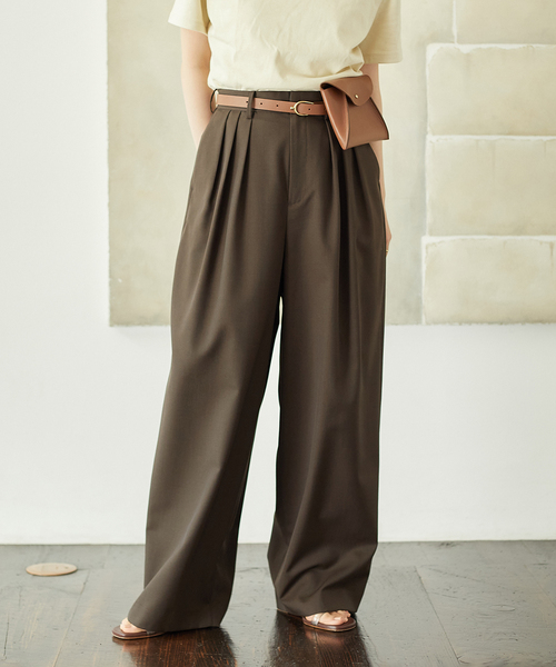 plage（プラージュ） スラックス パンツ THREE TUCK ワイド パンツ