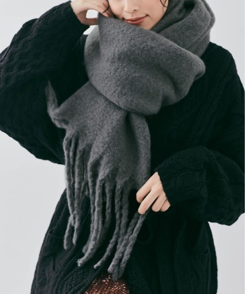 マフラー ストール スフレ ニット フリンジ レディース : ZOZOTOWN