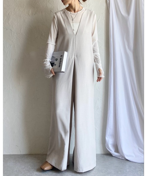 She's Closet サロペット オーバーオール 深Vネックフロントタック