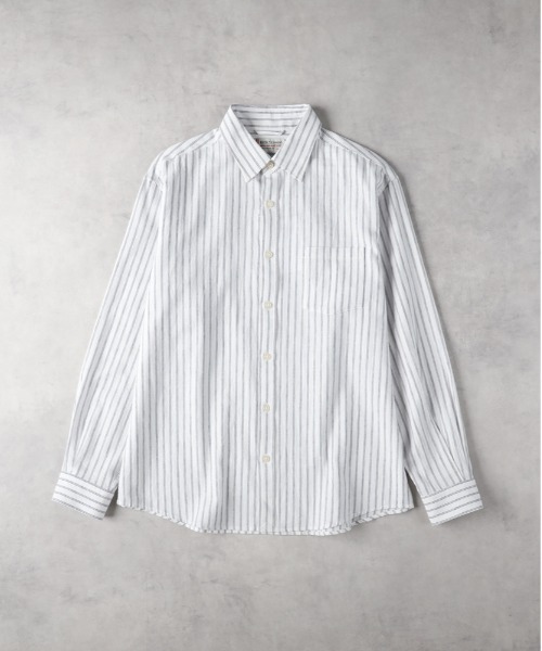 BACK NUMBER シャツ 「BACK NUMBER」綿麻ストライプシャツ メンズ