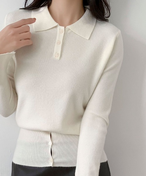LOWO ニット セーター ポロニット ニット 長袖 トップス レディース 襟