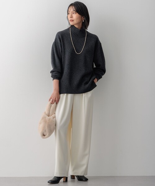 ニット セーター 「洗える」カシミヤブレンド ハイネック レディース