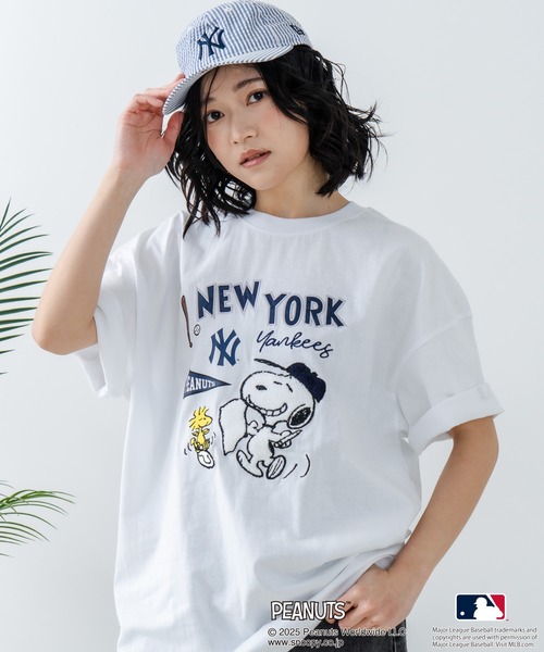 MLB tシャツ 「PEANUTS×MLB」オリジナルデザイン Tシャツ ヤンキース