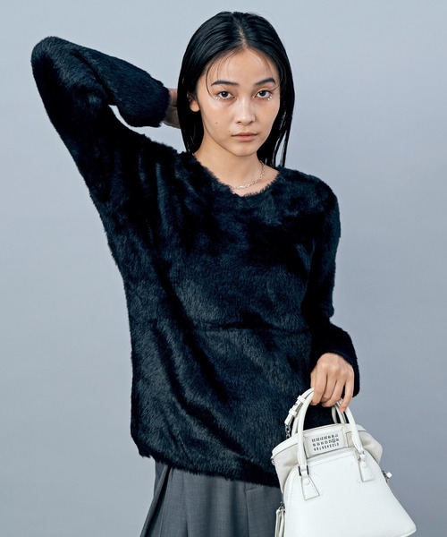 LIENCOEUR ニット セーター シャギーVネックニット レディース