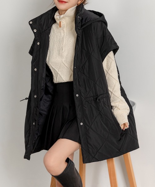 DAY CLOSET ベスト ジレ レディース 2WAYドローコードキルティング