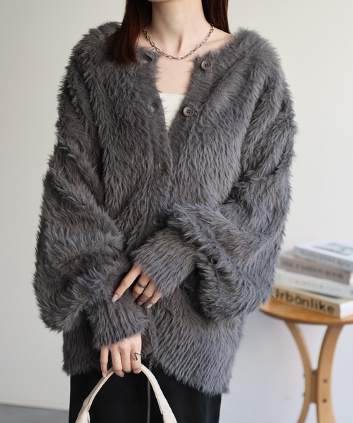 sakishimatokyo カーディガン 「前後2WAY」シャギーニットカーディガン