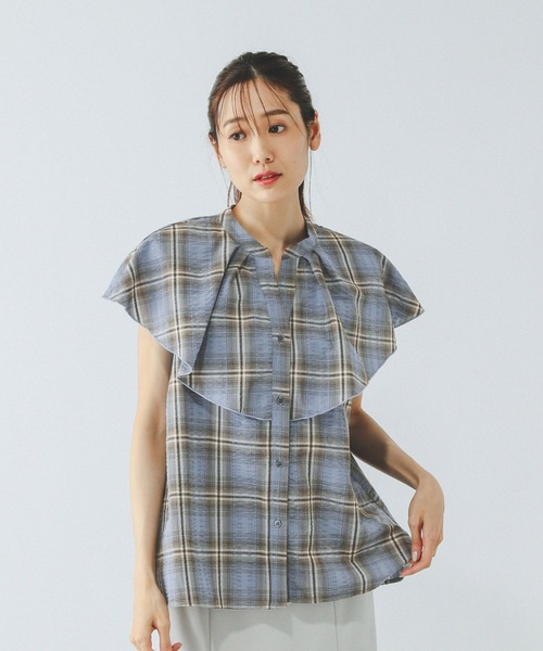 GLOBAL WORK（グローバルワーク） ブラウス シャツ チェックフリル