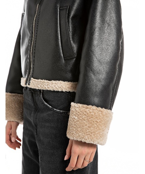 REPLAY（リプレイ） レザージャケット ライダース フェイクファー
