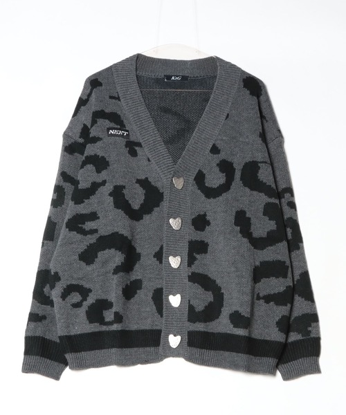 KsG カーディガン レオパード柄ルーズニットカーディガン レディース